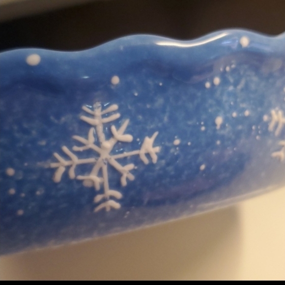 St Nicholas Square Button Up Christmas Snowman Family Ceramic Stoneware Pie Dish - Picture 11 of 12